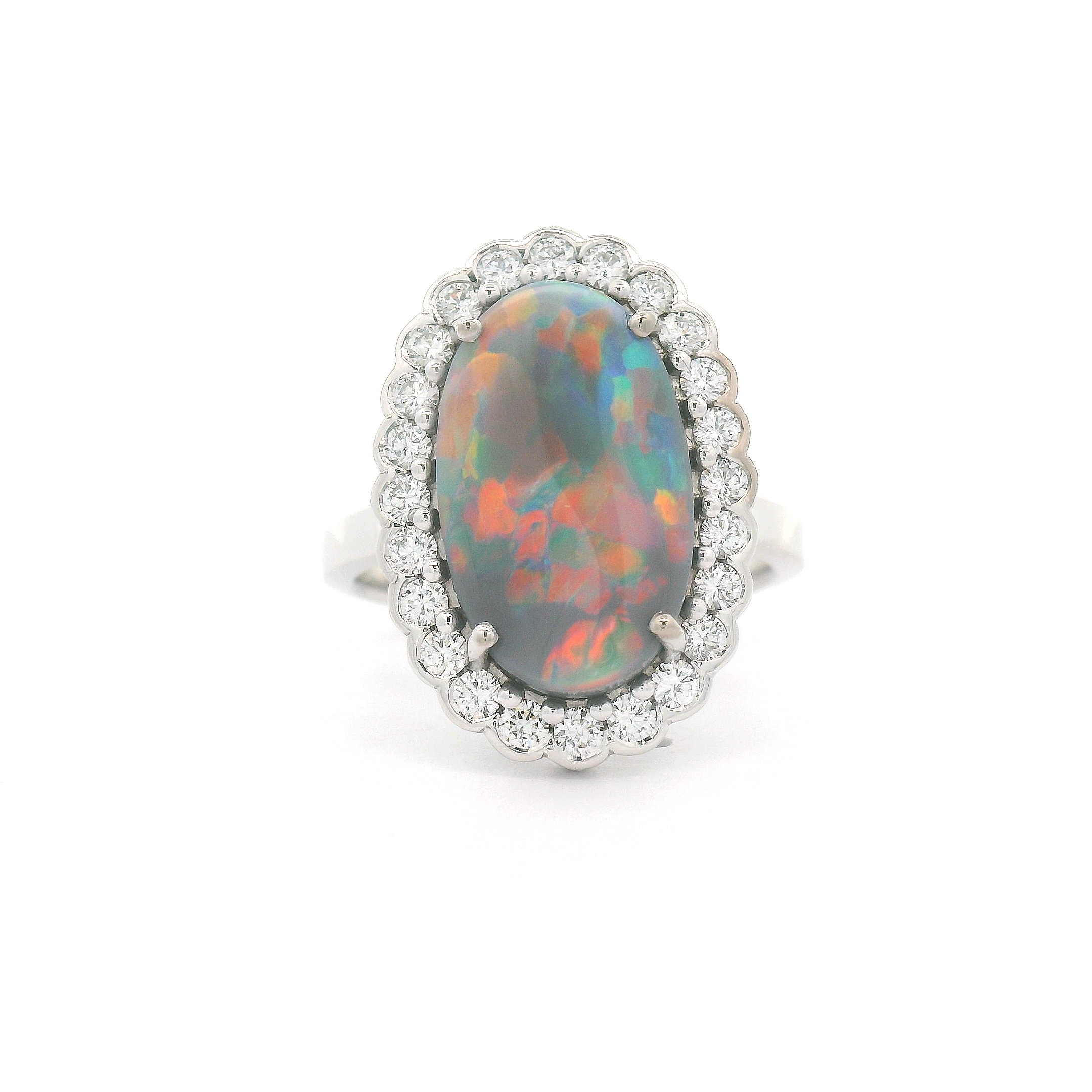 Black Opal and Diamond Ring